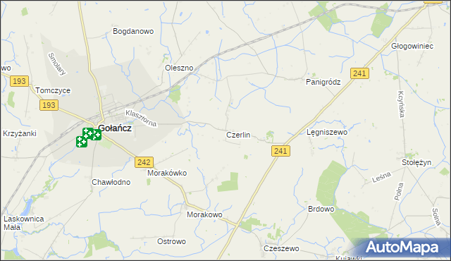 mapa Czerlin gmina Gołańcz, Czerlin gmina Gołańcz na mapie Targeo