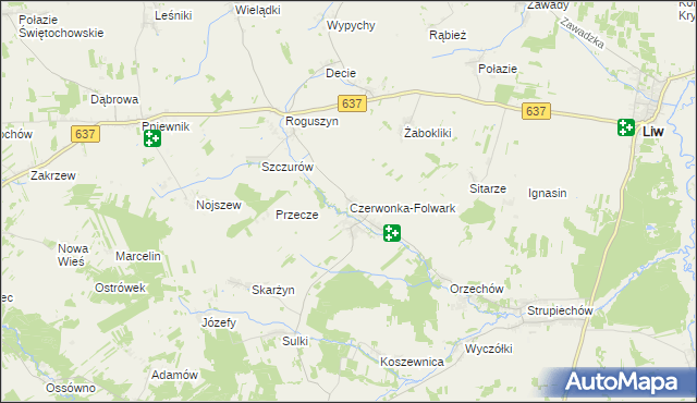 mapa Czerwonka-Folwark, Czerwonka-Folwark na mapie Targeo