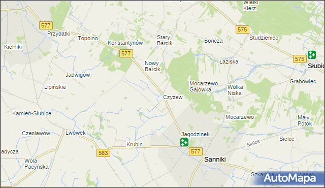 mapa Czyżew gmina Sanniki, Czyżew gmina Sanniki na mapie Targeo