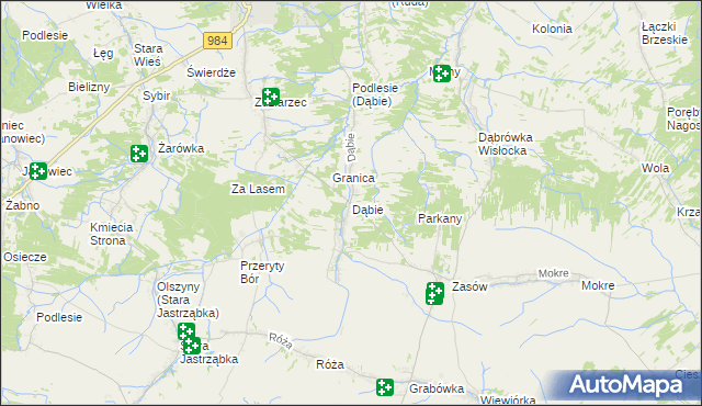 mapa Dąbie gmina Radomyśl Wielki, Dąbie gmina Radomyśl Wielki na mapie Targeo
