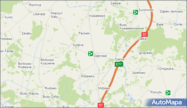 mapa Dąbrowa gmina Strzegowo, Dąbrowa gmina Strzegowo na mapie Targeo
