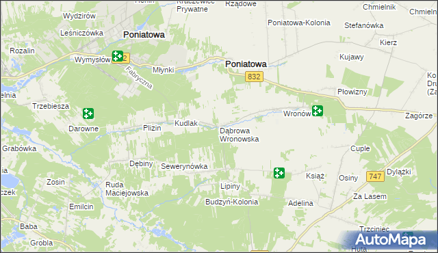 mapa Dąbrowa Wronowska, Dąbrowa Wronowska na mapie Targeo