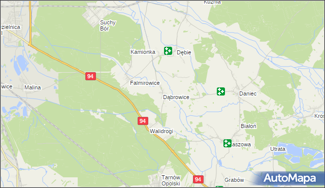 mapa Dąbrowice gmina Chrząstowice, Dąbrowice gmina Chrząstowice na mapie Targeo