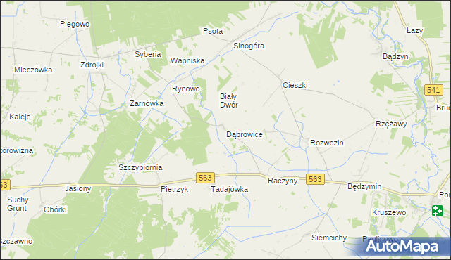 mapa Dąbrowice gmina Żuromin, Dąbrowice gmina Żuromin na mapie Targeo