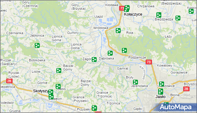 mapa Dąbrówka gmina Brzyska, Dąbrówka gmina Brzyska na mapie Targeo