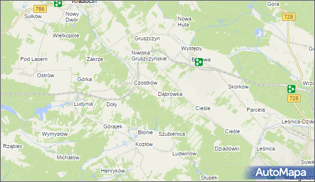 mapa Dąbrówka gmina Krasocin, Dąbrówka gmina Krasocin na mapie Targeo