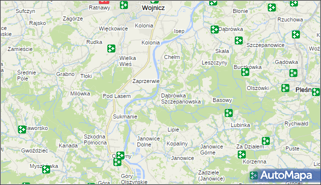 mapa Dąbrówka Szczepanowska, Dąbrówka Szczepanowska na mapie Targeo