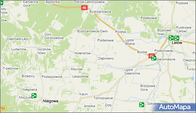 mapa Dąbrowno gmina Niegowa, Dąbrowno gmina Niegowa na mapie Targeo