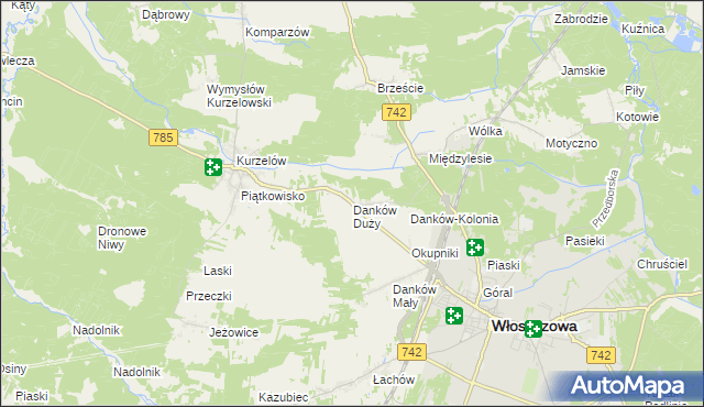 mapa Danków Duży, Danków Duży na mapie Targeo
