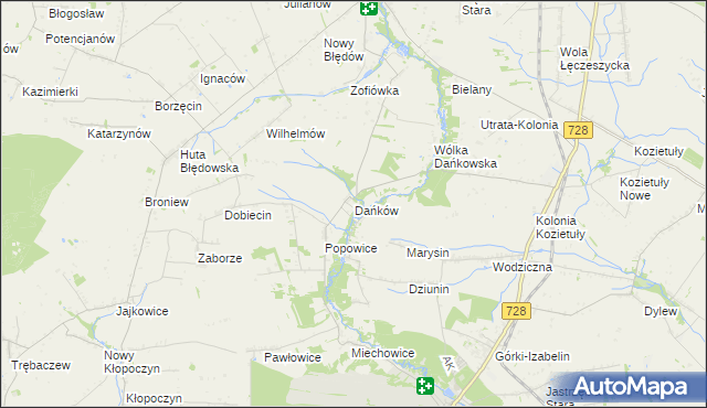 mapa Dańków gmina Błędów, Dańków gmina Błędów na mapie Targeo
