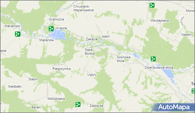 mapa Dębina gmina Dzierzkowice, Dębina gmina Dzierzkowice na mapie Targeo