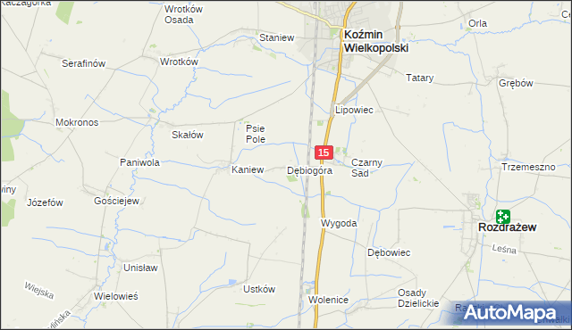 mapa Dębiogóra, Dębiogóra na mapie Targeo