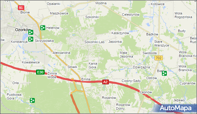 mapa Dębniak gmina Zgierz, Dębniak gmina Zgierz na mapie Targeo