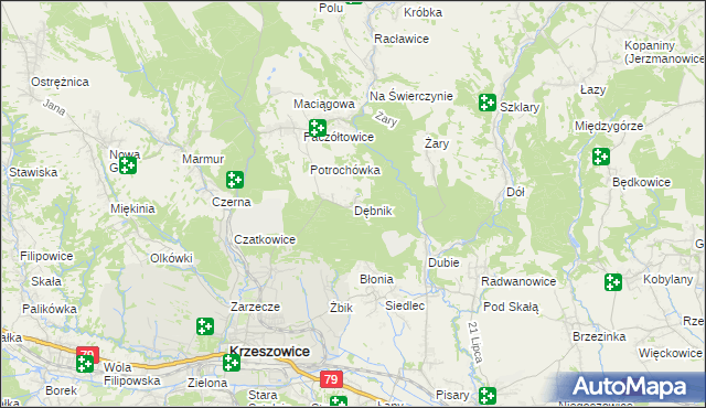 mapa Dębnik gmina Krzeszowice, Dębnik gmina Krzeszowice na mapie Targeo