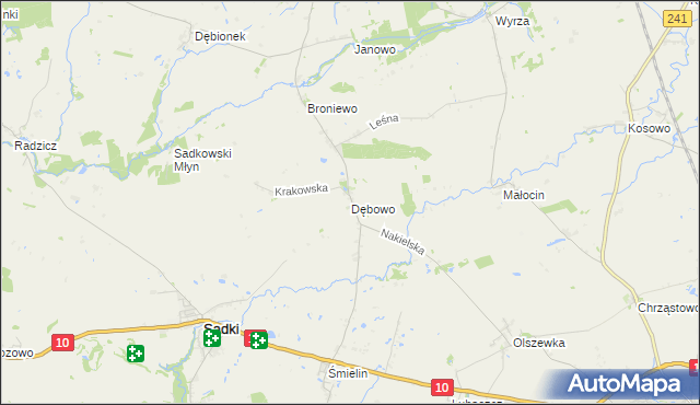 mapa Dębowo gmina Sadki, Dębowo gmina Sadki na mapie Targeo