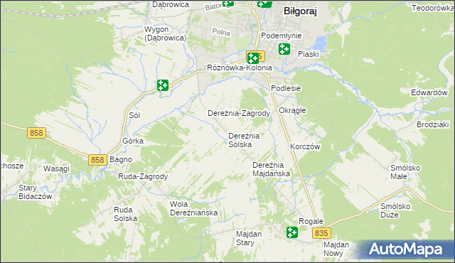 mapa Dereźnia Solska, Dereźnia Solska na mapie Targeo