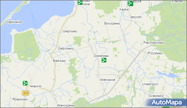 mapa Dobiesław gmina Darłowo, Dobiesław gmina Darłowo na mapie Targeo