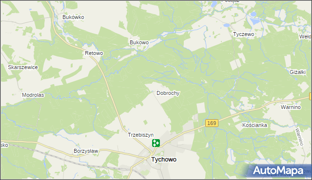 mapa Dobrochy gmina Tychowo, Dobrochy gmina Tychowo na mapie Targeo