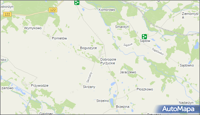 mapa Dobropole Pyrzyckie, Dobropole Pyrzyckie na mapie Targeo