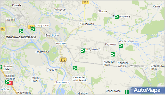 mapa Dobrzykowice, Dobrzykowice na mapie Targeo