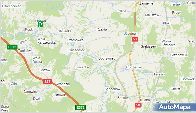 mapa Dobrzyniec, Dobrzyniec na mapie Targeo
