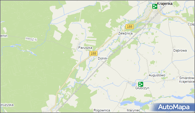 mapa Dolnik gmina Krajenka, Dolnik gmina Krajenka na mapie Targeo