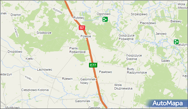 mapa Dziektarzewo-Wylaty, Dziektarzewo-Wylaty na mapie Targeo