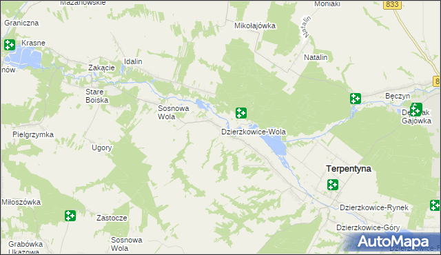 mapa Dzierzkowice-Wola, Dzierzkowice-Wola na mapie Targeo