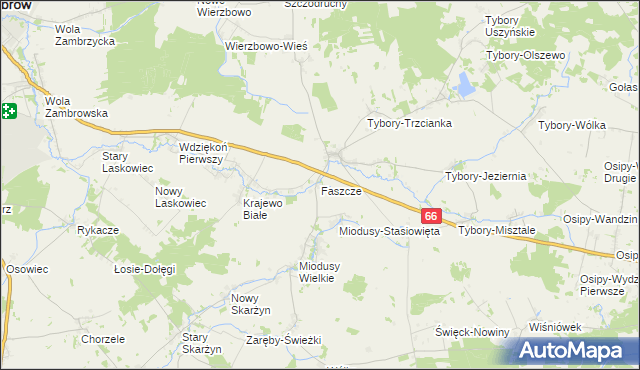 mapa Faszcze gmina Wysokie Mazowieckie, Faszcze gmina Wysokie Mazowieckie na mapie Targeo