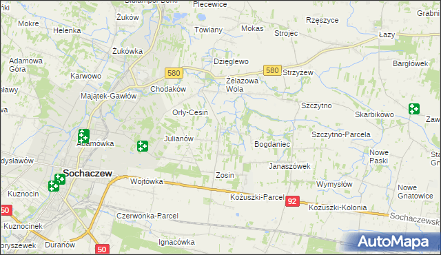 mapa Feliksów gmina Sochaczew, Feliksów gmina Sochaczew na mapie Targeo