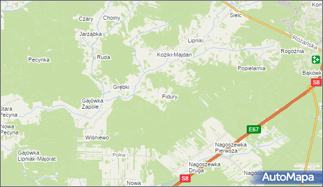 mapa Fidury, Fidury na mapie Targeo