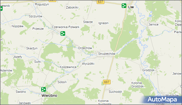mapa Filipy gmina Wierzbno, Filipy gmina Wierzbno na mapie Targeo