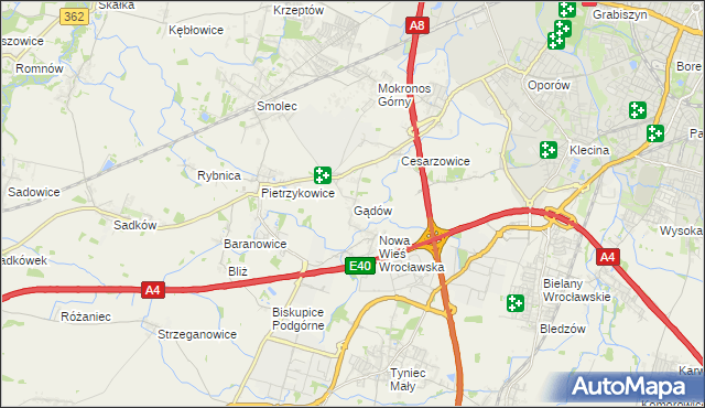 mapa Gądów, Gądów na mapie Targeo