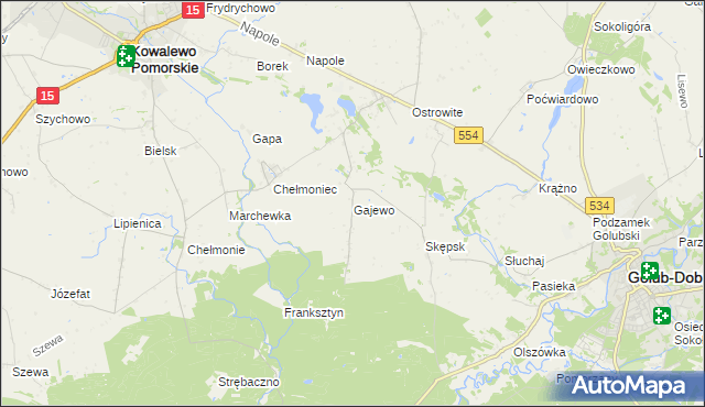 mapa Gajewo gmina Golub-Dobrzyń, Gajewo gmina Golub-Dobrzyń na mapie Targeo