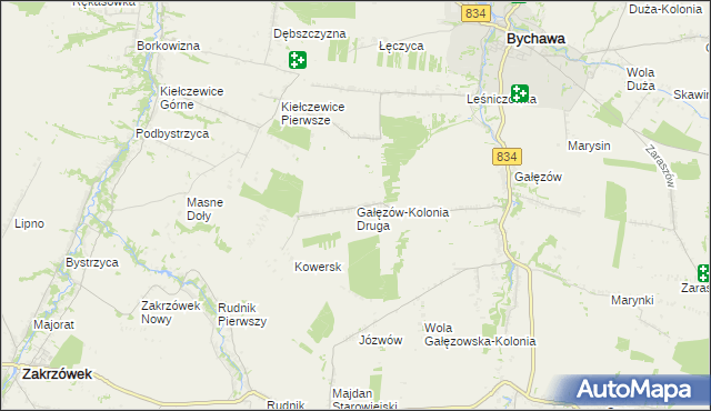 mapa Gałęzów-Kolonia Druga, Gałęzów-Kolonia Druga na mapie Targeo
