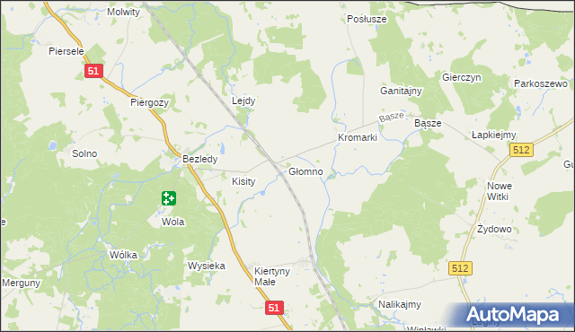 mapa Głomno, Głomno na mapie Targeo