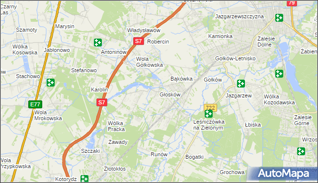 mapa Głosków gmina Piaseczno, Głosków gmina Piaseczno na mapie Targeo