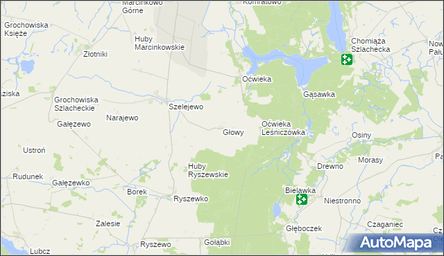 mapa Głowy gmina Gąsawa, Głowy gmina Gąsawa na mapie Targeo