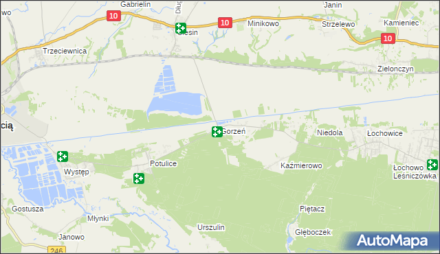 mapa Gorzeń gmina Nakło nad Notecią, Gorzeń gmina Nakło nad Notecią na mapie Targeo