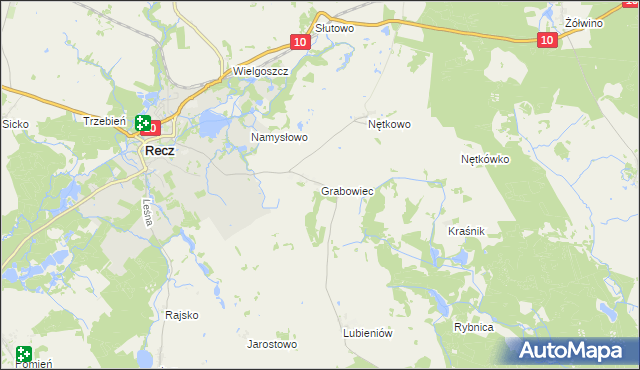 mapa Grabowiec gmina Recz, Grabowiec gmina Recz na mapie Targeo
