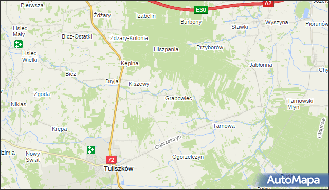 mapa Grabowiec gmina Tuliszków, Grabowiec gmina Tuliszków na mapie Targeo