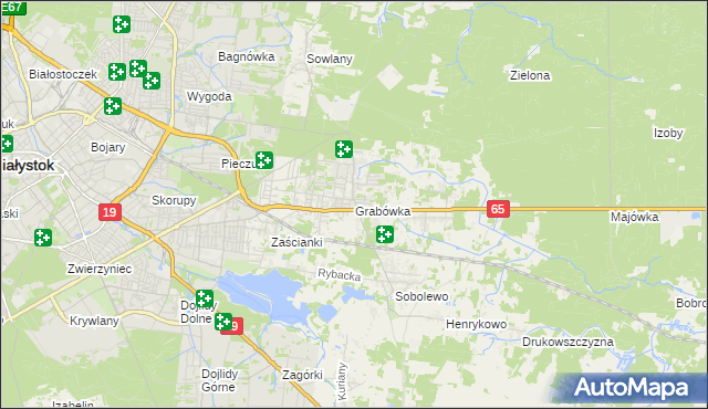 mapa Grabówka gmina Supraśl, Grabówka gmina Supraśl na mapie Targeo