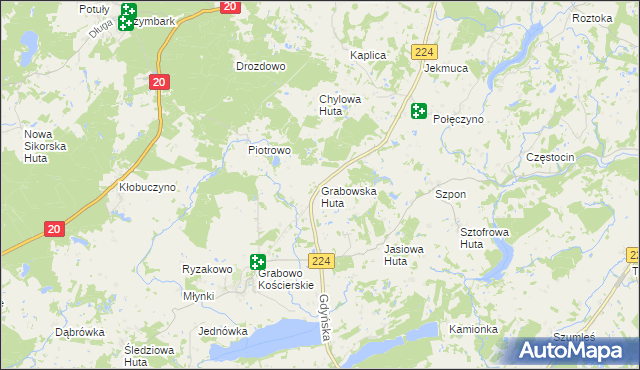 mapa Grabowska Huta, Grabowska Huta na mapie Targeo