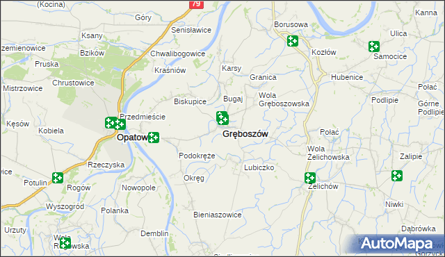 mapa Gręboszów powiat dąbrowski, Gręboszów powiat dąbrowski na mapie Targeo