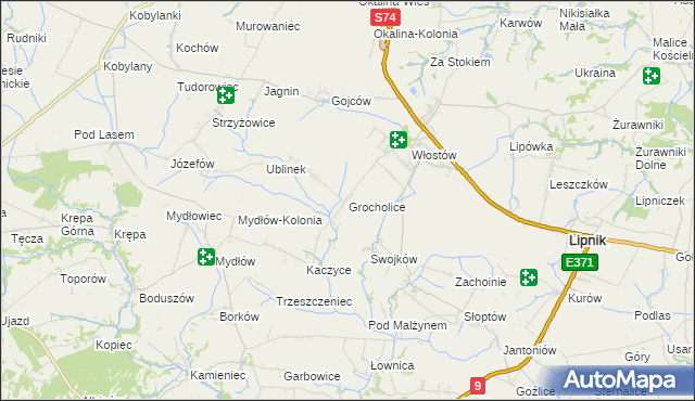 mapa Grocholice gmina Lipnik, Grocholice gmina Lipnik na mapie Targeo