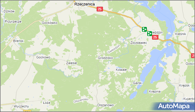 mapa Grodzisko gmina Rzeczenica, Grodzisko gmina Rzeczenica na mapie Targeo