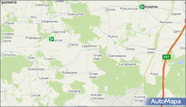 mapa Grójec Mały gmina Złoczew, Grójec Mały gmina Złoczew na mapie Targeo