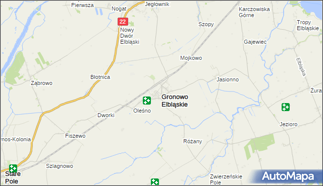 mapa Gronowo Elbląskie, Gronowo Elbląskie na mapie Targeo