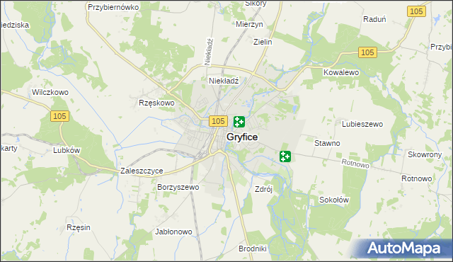 mapa Gryfice, Gryfice na mapie Targeo