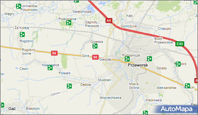 mapa Gwizdaj, Gwizdaj na mapie Targeo